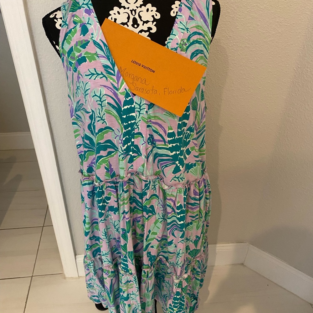 Lilly Pulitzer Tropical Print Midi Dress - Green and Purple - Picture 2 of 4